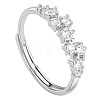 Adjustable Brass Micro Pave Clear Cubic Zirconia Finger Rings WGD9C30-01-4
