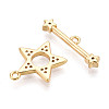 Star Brass Pave Clear Cubic Zirconia Toggle Clasps KK-T077-04G-3