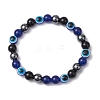 Round Gemstone Beaded Stretch Bracelets BJEW-JB11005-03-1