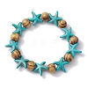 Beach Starfish Dyed Synthetic Turquoise Stretch Bracelets BJEW-JB10293-02-2