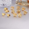 6 Pairs 6 Style Butterfly & Leaf & Tree of Life & Cat Claw Print & Music Note & Wave 316 Surgical Stainless Steel Stud Earrings for Women JE932A-2