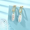 Brass Dangle Stud Earrings with Natural Keshi Pearl EJEW-JE06985-1
