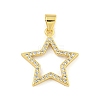 Star Rack Plating Brass Micro Pave Clear Cubic Zirconia Pendants KK-Z053-07G-1