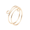 Brass Wire Wrap Double Line Cuff Ring for Women RJEW-JR00505-02-5