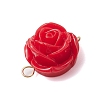 Opaque Resin Red Rose Flower Links Connector Charms PALLOY-JF02750-01-3