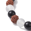 Natural Rudraksha & Selenite & Eyeless Obsidian Beaded Stretch Bracelets BJEW-JB10115-01-3