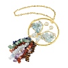 Butterfly Brass & Natural Aquamarine Pendant Decorations HJEW-Z007-04G-07-3