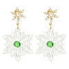 Christmas Snowflake Glass Seed Braided Dangle Earrings EJEW-MZ00233-3