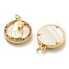 Brass Cubic Zirconia  with Shell Pendants KK-Z027-10G-2