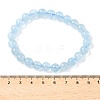 Natural Aquamarine Round Bead Stretch Bracelets for Men Women BJEW-U034-01C-01-5