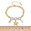 Duo Tone Ocean 304 Stainless Steel Sea Animals Charm Bracelets with Imitaiton Pearl for Women SA-CBA717A-06G-01-3