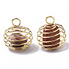 Iron Wrap-around Spiral Bead Cage Pendants IFIN-R239-11G-2