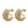 Golden Brass Micro Pave Cubic Zirconia Stud Earrings EJEW-B040-01A-G-1