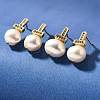 Natural Pearl Ear Studs EJEW-L099-09G-1