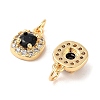 Square Brass Micro Pave Cubic Zirconia Charms KK-B102-09G-2