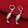 Beautiful Design Silver Color Plated Brass Leaf Dangle Earrings EJEW-BB00702-4