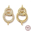 925 Sterling Silver Micro Pave Clear Cubic Zirconia Connector Charms STER-I010-03G-3
