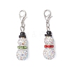2Pcs Christmas Snowman Pave Disco Ball Beads & Brass Rhinestone Pendant Decorations HJEW-JM04452-1