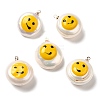 Natural Pearl Pendants with Enamel PEAR-G013-04-1
