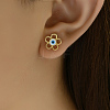 Fashionable Stainless Steel Flower with Evil Eye Stud Earrings GJ3560-3