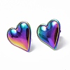 Ion Plating(IP) 304 Stainless Steel Heart Stud Earrings for Women EJEW-F300-16MC-1