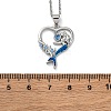 Brass Blue Cubic Zirconia Mermaid Heart Pendant Necklaces for Women NJEW-C067-04P-5