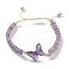 Natural Amethyst Braided Round Bead Bracelets BJEW-K251-06B-2