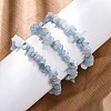 Natural Aquamarine Chip Beaded Stretch Bracelets for Women Men X-BJEW-K277-01-1