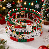 9Pcs Christmas Acrylic & Polymer Clay & Glass Beads Stretch Bracelets QX4351-7-1