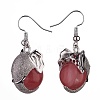 Gemstone Elephant Head Dangle Earrings EJEW-A092-07P-2