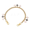 Alloy Enamel Flower Charm 304 Stainless Steel Cuban Link Chain Bag Decorative Chains FIND-JF00160-03-1