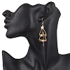 Brass Shell Pearl Bead Dangle Earrings EJEW-TA00670-2