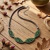 Boho Hollow Wood Leaf Beaded Black Multi-Strand PU Leather Necklaces for Women WGCAA73-01-1