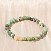 Natural Green Line Jasper Round Beaded Stretch Bracelets for Women BJEW-F535-02A-2
