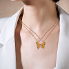 2Pcs Matching Butterfly Pendant Necklaces Set JN1033E-1-5