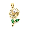 Rack Plating Brass Micro Pave Cubic Zirconia Pendants KK-K401-54G-1