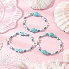 3Pcs Synthetic Turquoise & Porcelain & Dyed Natural Howlite Beads Stretch Bracelets for Women X-BJEW-JB11793-1
