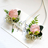 2Pcs 2 Style Silk Cloth Imitation Rose Corsage Boutonniere AJEW-CP0001-61B-6