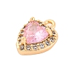 Brass Micro Pave Cubic Zirconia Charms KK-Z066-05G-01-2