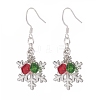 Christmas Snowflake Alloy Dangle Earrings with Glass Beads EJEW-TA00077-1