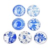 Blue and White Floral Printed Glass Cabochons X-GGLA-A002-30mm-XX-1