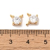 Brass Micro Pave Clear Cubic Zirconia Connector Charms KK-M294-14G-3