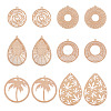 24Pcs 6 Style Rack Plating Brass Filigree Pendants KKC-TA0001-01-1