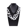 Plastic Baroque Pearl Nuggets Beads Tassel Woven Black Waxed Cord Bib Necklaces for Women FS-WG578A2-02-3