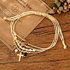 Bohemian Style Brass & Imitation Pearl Beads Braided Bead Bracelets AF5105-2-2