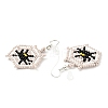 Glass Seed Braided Spider and Web Dangle Earrings EJEW-B012-10-3