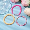 3Pcs 3 Colors Polymer Clay Disc Beaded Stretch Bracelet Sets BJEW-JB10441-01-2
