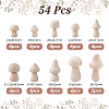 54Pcs 10 Styles Unfinished Wood Mushroom Ornaments DJEW-WR0001-14-2