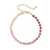 Brass & Dyed Natural Malaysia Jade Rondelle Beaded Bracelets for Women BJEW-JB13323-02-2