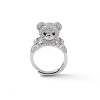 Cubic Zirconia Bear Adjustable Ring RJEW-K240-07P-1